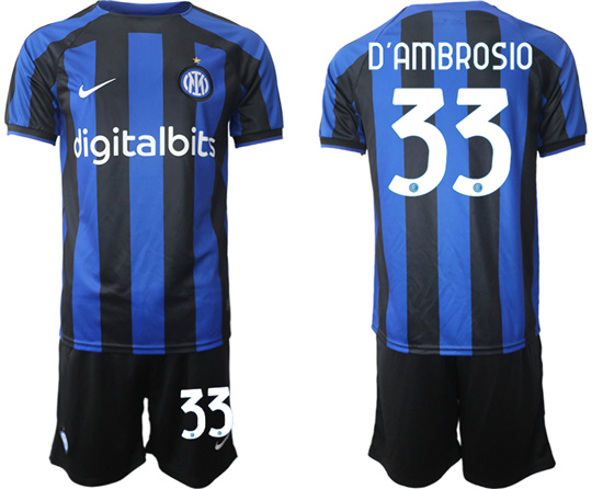 2022-2023 Inter Milan 33 DAMBROSIO home jerseys Suit