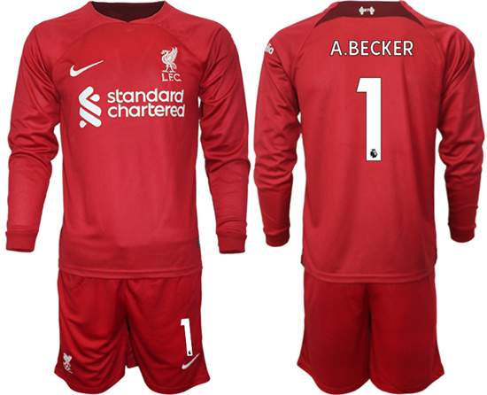 2022-2023 Liverpool 1 A.BECKER home long sleeves jerseys Suit