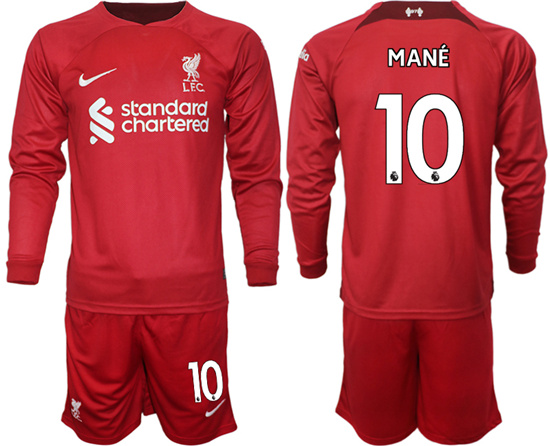 2022-2023 Liverpool 10 MANE home long sleeves jerseys Suit