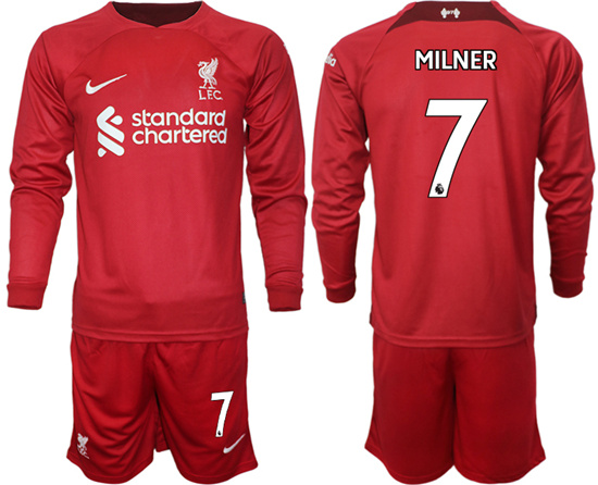 2022-2023 Liverpool 7 MILNER home long sleeves jerseys Suit