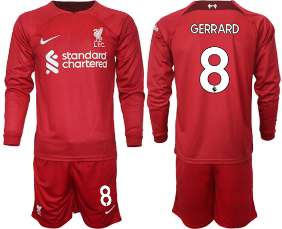 2022-2023 Liverpool 8 GERRARD home long sleeves jerseys Suit