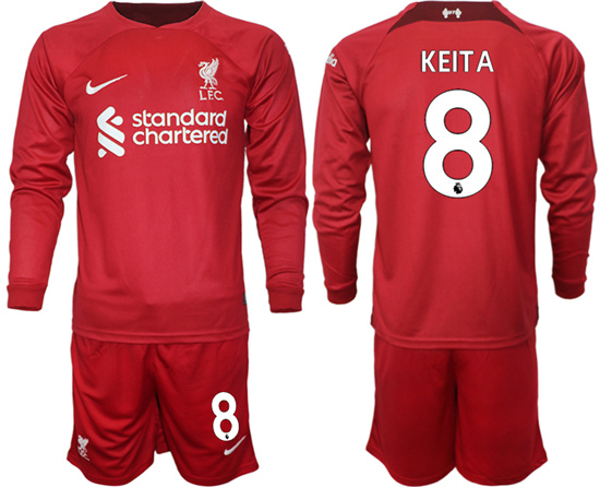 2022-2023 Liverpool 8 KEITA home long sleeves jerseys Suit