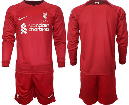 2022-2023 Liverpool Blank home long sleeves jerseys Suit