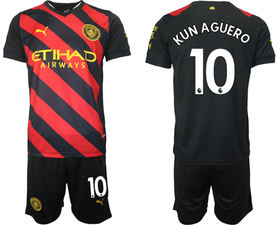 2022-2023 Manchester City 10 KUN AGUERO away jerseys Suit