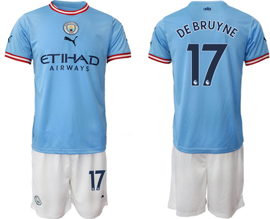 2022-2023 Manchester City 17 DE BRUYNE home jerseys Suit