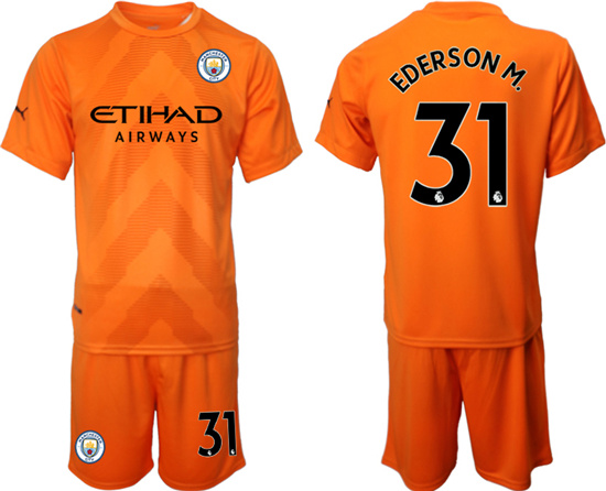 2022-2023 Manchester City 31 EDERSON M. Orange red goalkeeper jerseys Suit