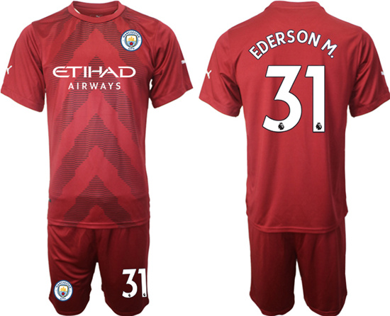 2022-2023 Manchester City 31 EDERSON M. jujube red goalkeeper jerseys Suit