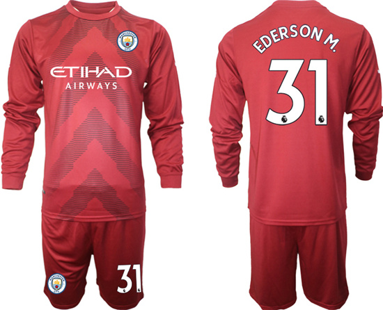 2022-2023 Manchester City 31 EDERSON M. jujube red goalkeeper long sleeve jerseys Suit