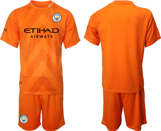 2022-2023 Manchester City Blank Orange red goalkeeper jerseys Suit