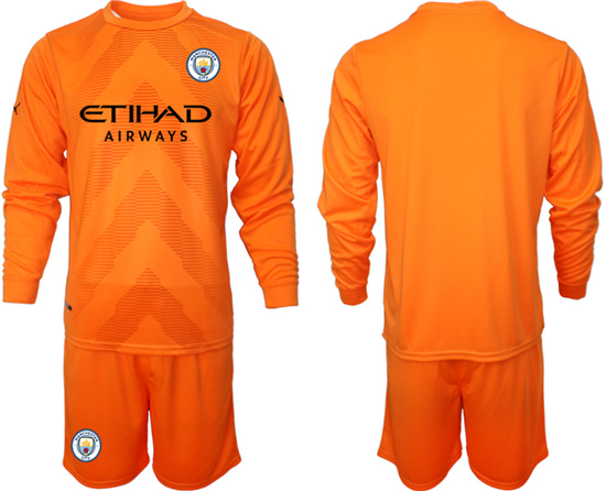 2022-2023 Manchester City Blank Orange red goalkeeper long sleeve jerseys Suit
