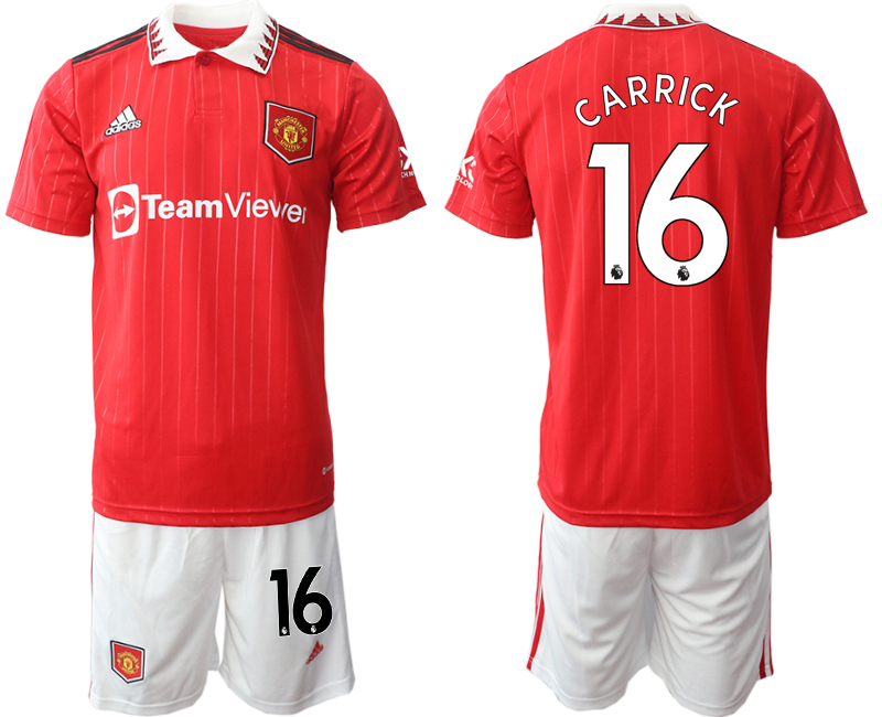 2022-2023 Manchester United 16 CARRICK Home Red Jerseys suit