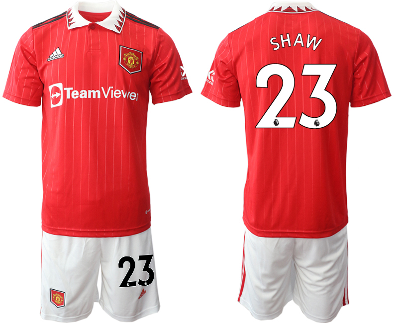 2022-2023 Manchester United 23 SHAW Home Red Jerseys suit