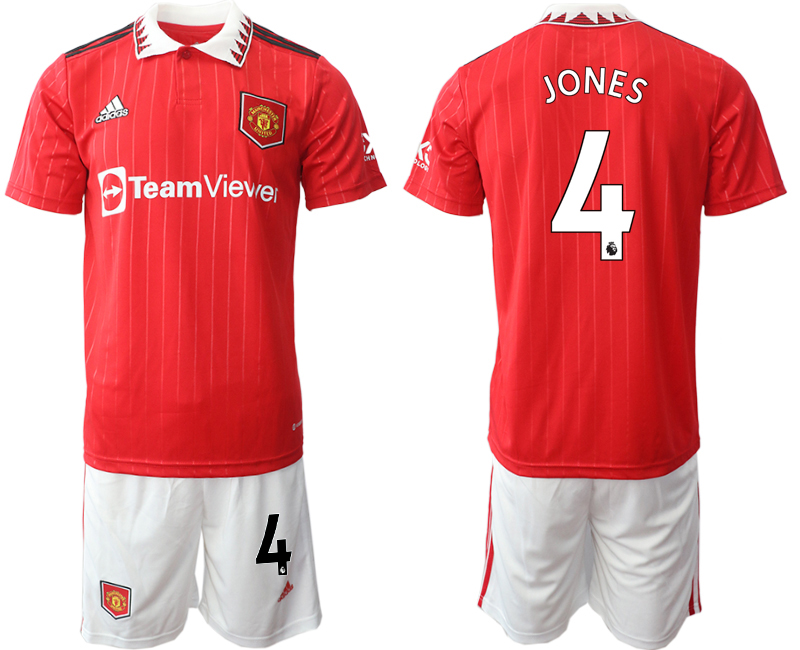 2022-2023 Manchester United 4 JONES Home Red Jerseys suit