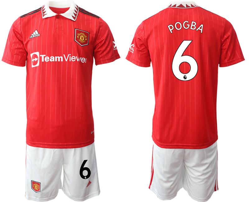 2022-2023 Manchester United 6 POGBA Home Red Jerseys suit