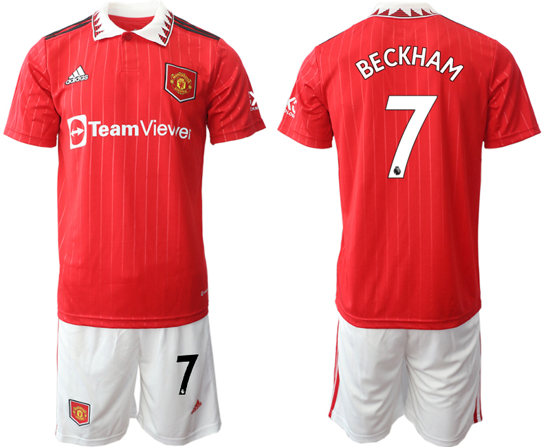 2022-2023 Manchester United 7 BECKHAM Home Red Jerseys suit