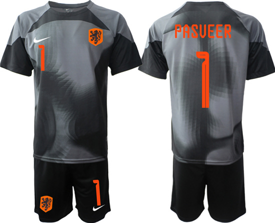 2022-2023 Netherlands 1 PASVEER black goalkeeper jerseys Suit