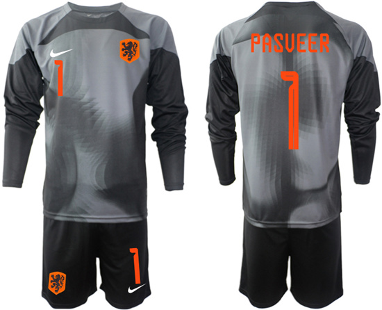 2022-2023 Netherlands 1 PASVEER black goalkeeper long sleeve jerseys Suit