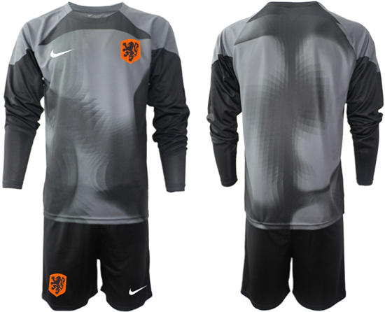 2022-2023 Netherlands Blank black goalkeeper long sleeve jerseys Suit