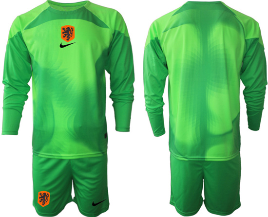 2022-2023 Netherlands Blank green goalkeeper long sleeve jerseys Suit