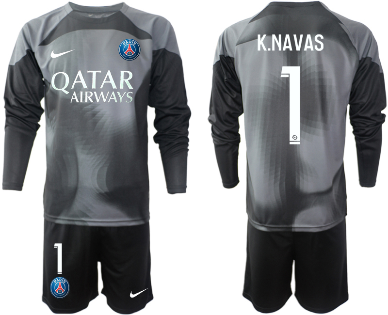 2022-2023 Paris Saint-Germain 1 K.NAVAS Black goalkeeper long sleeve jerseys Suit
