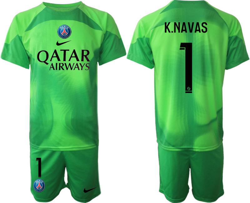 2022-2023 Paris Saint-Germain 1 K.NAVAS green goalkeeper jerseys Suit