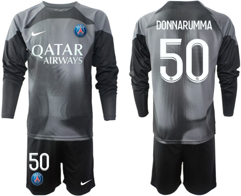 2022-2023 Paris Saint-Germain 50 DONNARUMMA Black goalkeeper long sleeve jerseys Suit