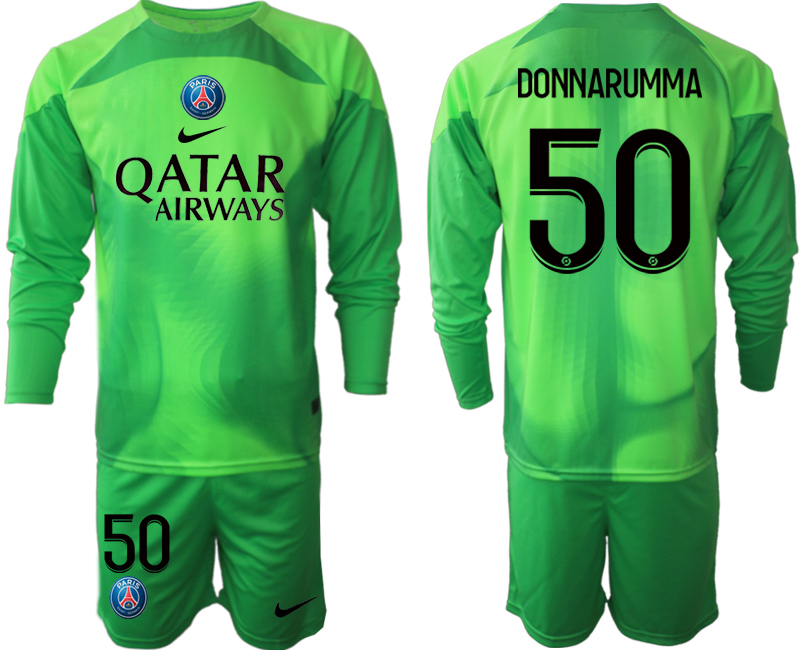 2022-2023 Paris Saint-Germain 50 DONNARUMMA green goalkeeper long sleeve jerseys Suit
