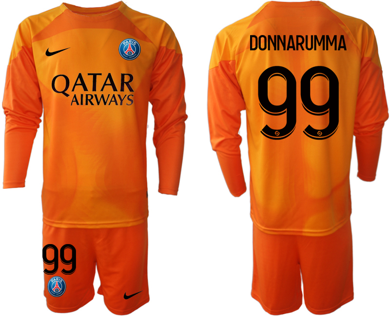 2022-2023 Paris Saint-Germain 99 DONNARUMMA Orange goalkeeper long sleeve jerseys Suit