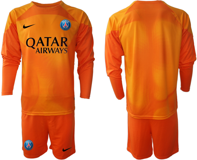 2022-2023 Paris Saint-Germain Blank Orange goalkeeper long sleeve jerseys Suit