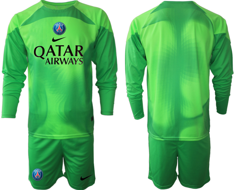 2022-2023 Paris Saint-Germain Blank green goalkeeper long sleeve jerseys Suit