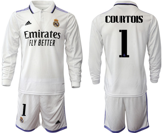 2022-2023 Real Madrid 1 COURTOIS home long sleeve Jerseys suit