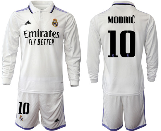 2022-2023 Real Madrid 10 MODRIC home long sleeve Jerseys suit