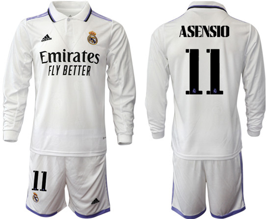 2022-2023 Real Madrid 11 ASENSIO home long sleeve Jerseys suit