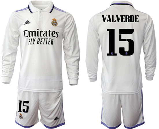 2022-2023 Real Madrid 15 VALVERDE home long sleeve Jerseys suit