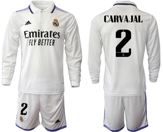 2022-2023 Real Madrid 2 CARVAJAL home long sleeve Jerseys suit