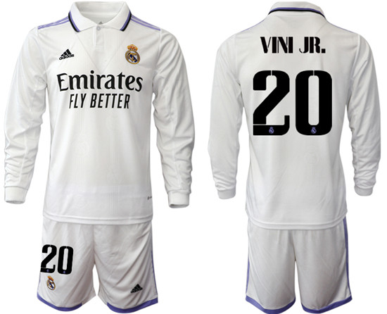 2022-2023 Real Madrid 20 VINI JR. home long sleeve Jerseys suit