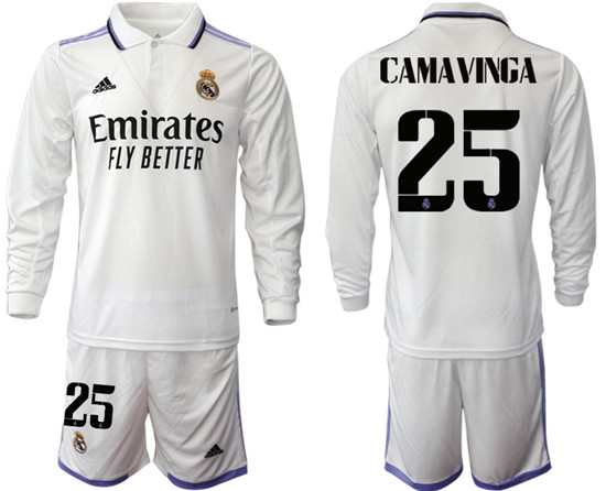 2022-2023 Real Madrid 25 CAMAVINGA home long sleeve Jerseys suit