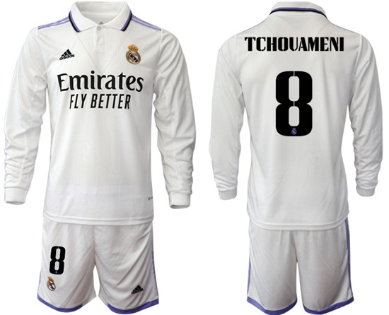 2022-2023 Real Madrid 8 TCHOUAMENI home long sleeve Jerseys suit