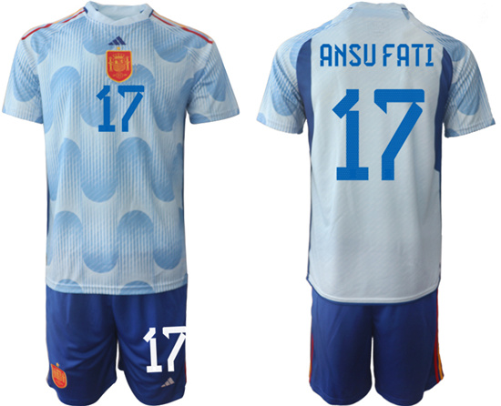 2022-2023 Spain 17 ANSU FATI away jerseys Suit