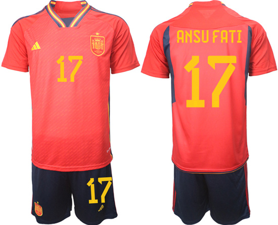 2022-2023 Spain 17 ANSU FATI home jerseys Suit