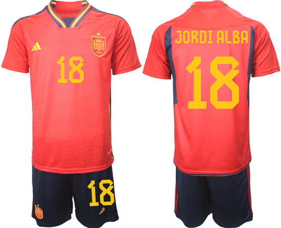 2022-2023 Spain 18 JORDI ALBA home jerseys Suit