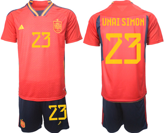 2022-2023 Spain 23 UNAI SIMON home jerseys Suit