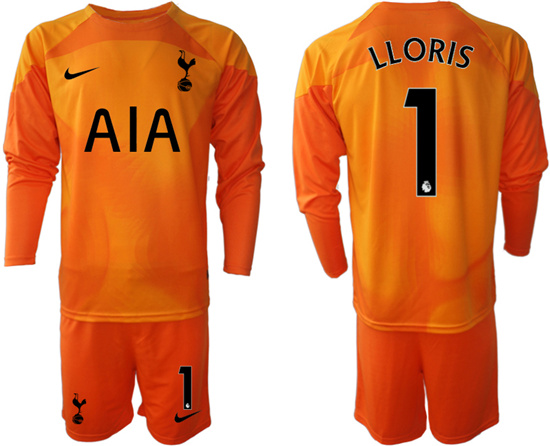 2022-2023 Tottenham Hotspur 1 LLORIS Orange red goalkeeper long sleeve jerseys Suit