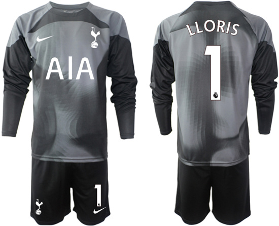 2022-2023 Tottenham Hotspur 1 LLORIS black goalkeeper long sleeve jerseys Suit