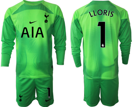 2022-2023 Tottenham Hotspur 1 LLORIS green goalkeeper long sleeve jerseys Suit