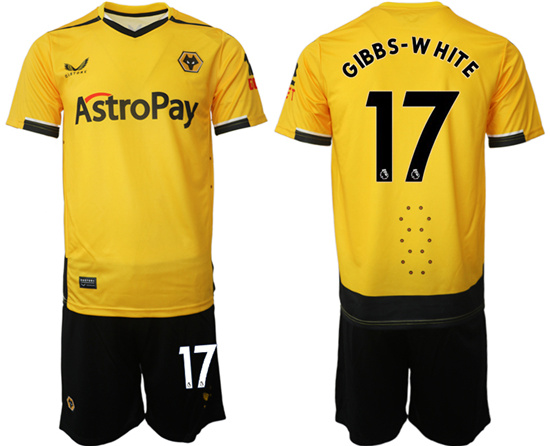 2022-2023 Wolverhampton Wanderers 17 GIBBS-W HITE home jerseys Suit