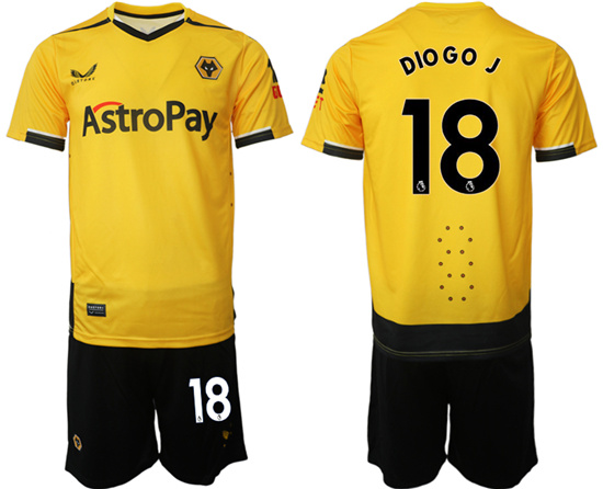 2022-2023 Wolverhampton Wanderers 18 DIOGO J home jerseys Suit