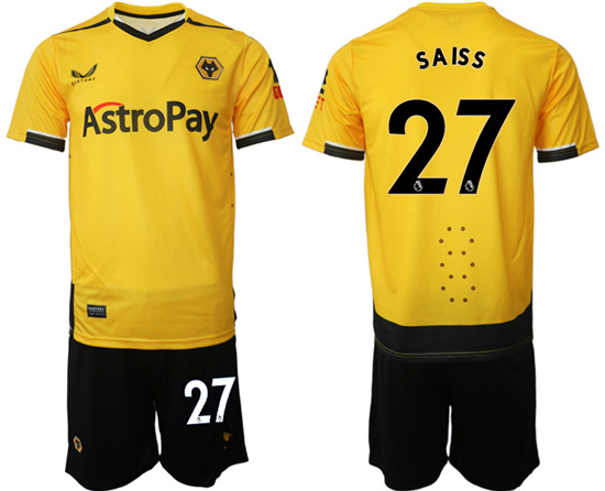 2022-2023 Wolverhampton Wanderers 27 SAISS home jerseys Suit