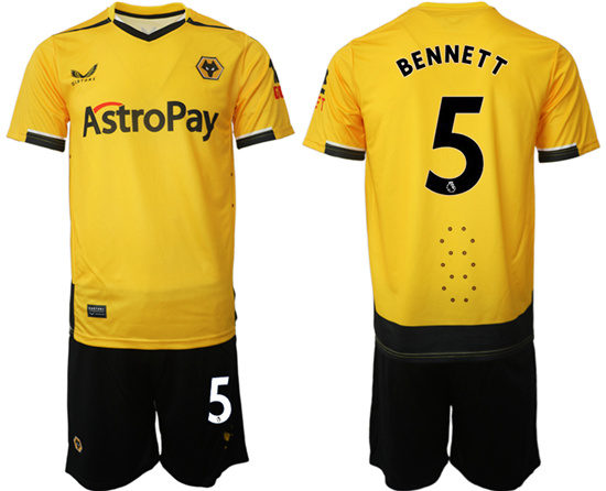 2022-2023 Wolverhampton Wanderers 5 BENNETT home jerseys Suit
