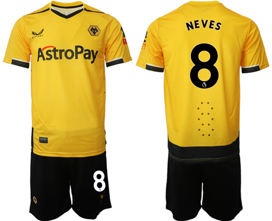 2022-2023 Wolverhampton Wanderers 8 NEVES home jerseys Suit